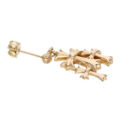 Chrome Hearts 22K 3 CH Cross Drop Gold Earring Size ONE SIZE