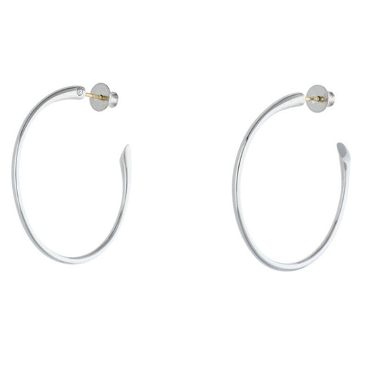 CAREERING PLACEBO 1101 K18 Silver Hoop Earrings
