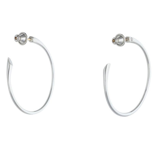 CAREERING PLACEBO 1101 K18 Silver Hoop Earrings
