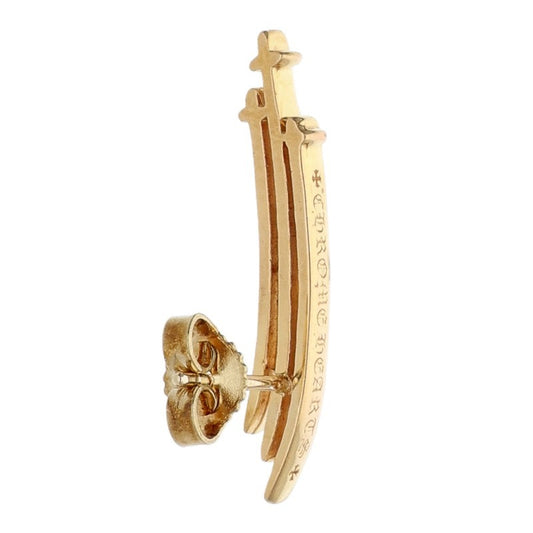 Chrome Hearts 22K Gold 3 Cross Stud Earring Size ONE SIZE