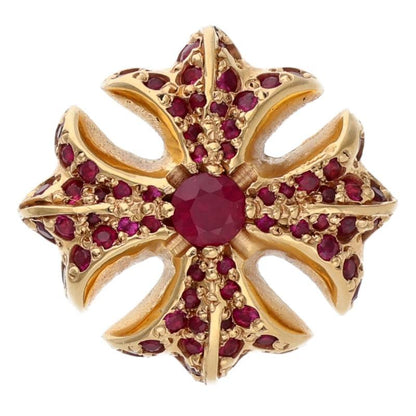 Chrome Hearts 22K #4 CH Plus Pave Ruby Earring Size ONE SIZE
