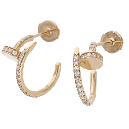 Cartier Juste Un Clou K18PG Pave Diamond Hoop Earrings