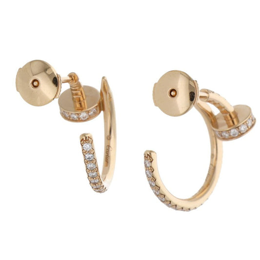Cartier Juste Un Clou K18PG Pave Diamond Hoop Earrings
