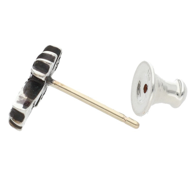 Chrome Hearts Silver Pave Diamond CH Cross Stud Earring
