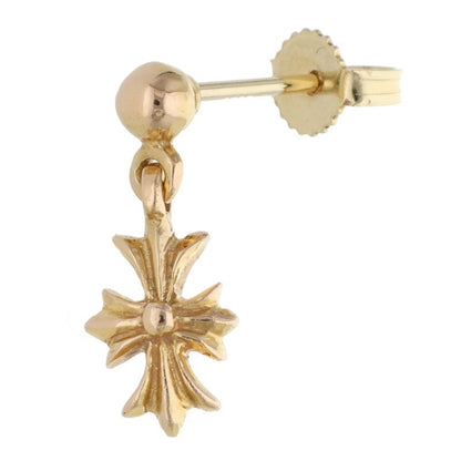 Chrome Hearts 22K Tiny E CH Plus Drop Gold Earring Yellow