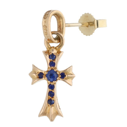 Chrome Hearts 22K Baby Fat Pave Sapphire Gold Earring