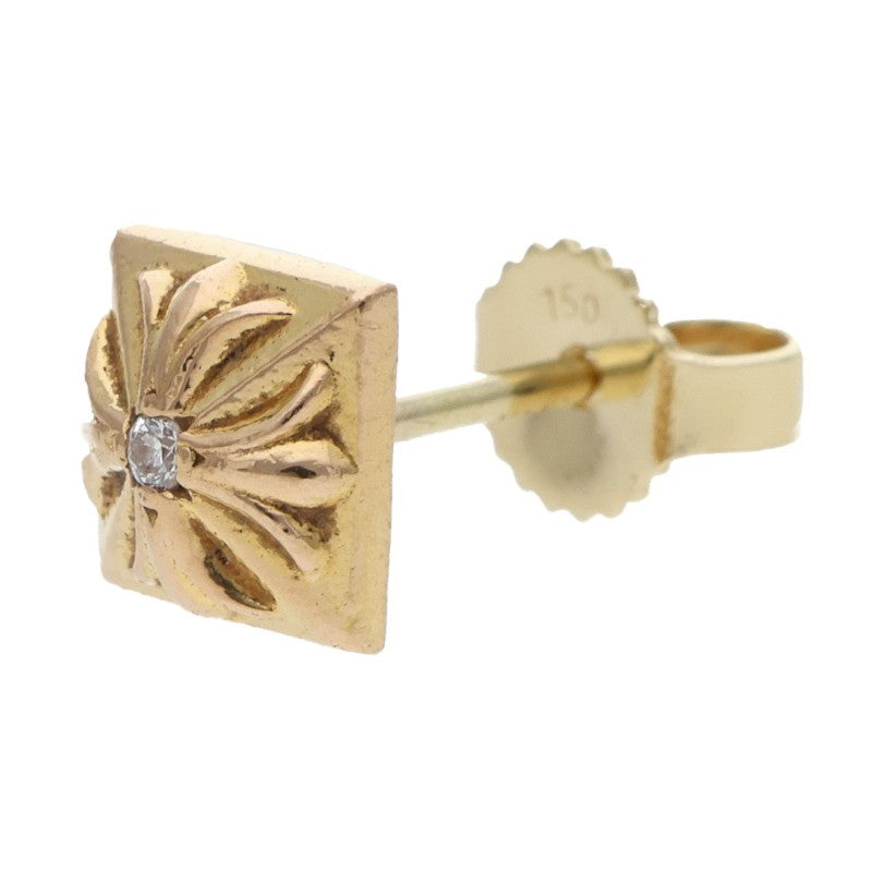 Chrome Hearts 22K Pyramid Stud 1-Dia Gold Earring