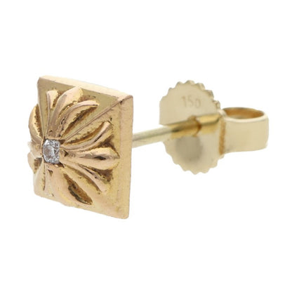 Chrome Hearts 22K Pyramid Stud 1-Dia Gold Earring