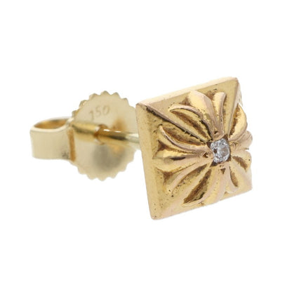 Chrome Hearts 22K Pyramid Stud 1-Dia Gold Earring