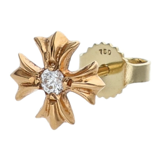 Chrome Hearts 22K 1-Diamond Plus Stud Earring