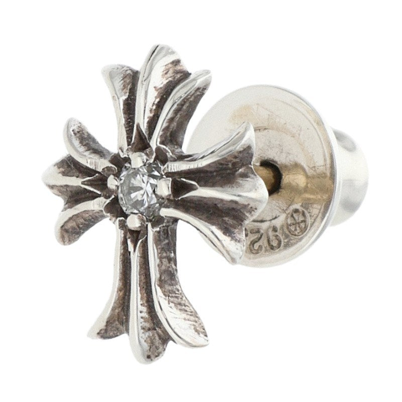 Chrome Hearts No2 CH Cross Dia 1-Diamond Stud Earring