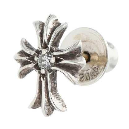 Chrome Hearts No2 CH Cross Dia 1-Diamond Stud Earring