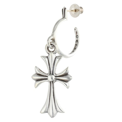 Chrome Hearts Tiny CH Cross Hoop Silver Earring