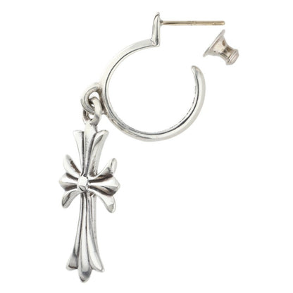 Chrome Hearts Tiny CH Cross Hoop Silver Earring