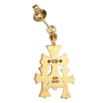 Chrome Hearts 22K Triple CH Cross Drop Gold Earring