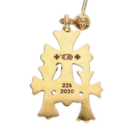 Chrome Hearts 22K Triple CH Cross Drop Gold Earring