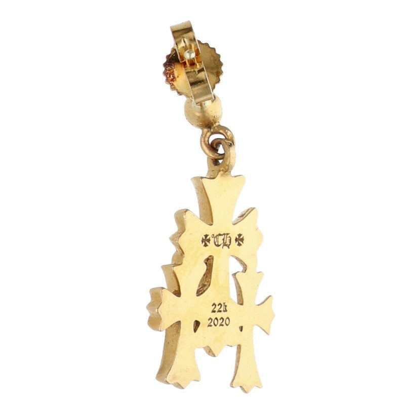 Chrome Hearts 22K Yellow Gold Triple CH Cross Earrings