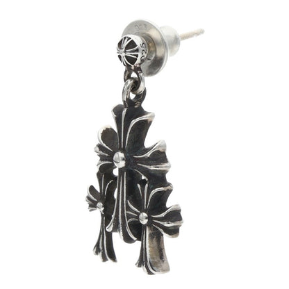 Chrome Hearts Triple CH Cross Silver Earring