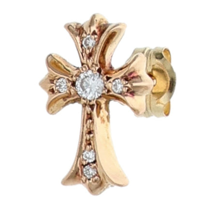 Chrome Hearts 22K CH Cross Fat PAVE Dia Gold Stud Earring