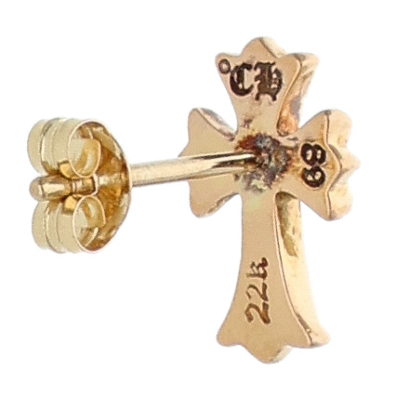 Chrome Hearts 22K CH Cross Fat PAVE Dia Gold Stud Earring