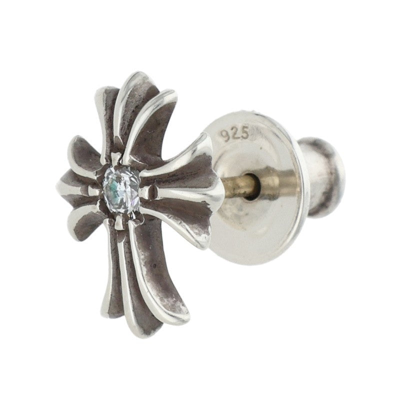Chrome Hearts No2 CH Cross Stud 1 Diamond Silver Earring