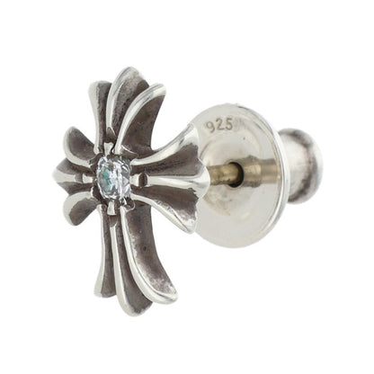 Chrome Hearts No2 CH Cross Stud 1 Diamond Silver Earring