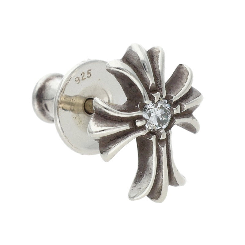 Chrome Hearts No2 CH Cross Stud 1 Diamond Silver Earring