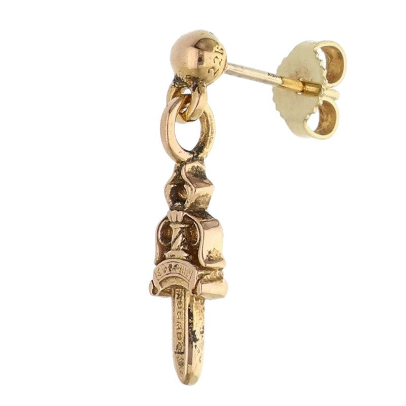 Chrome Hearts 22K DRP STCK DGGR Gold Earring Yellow