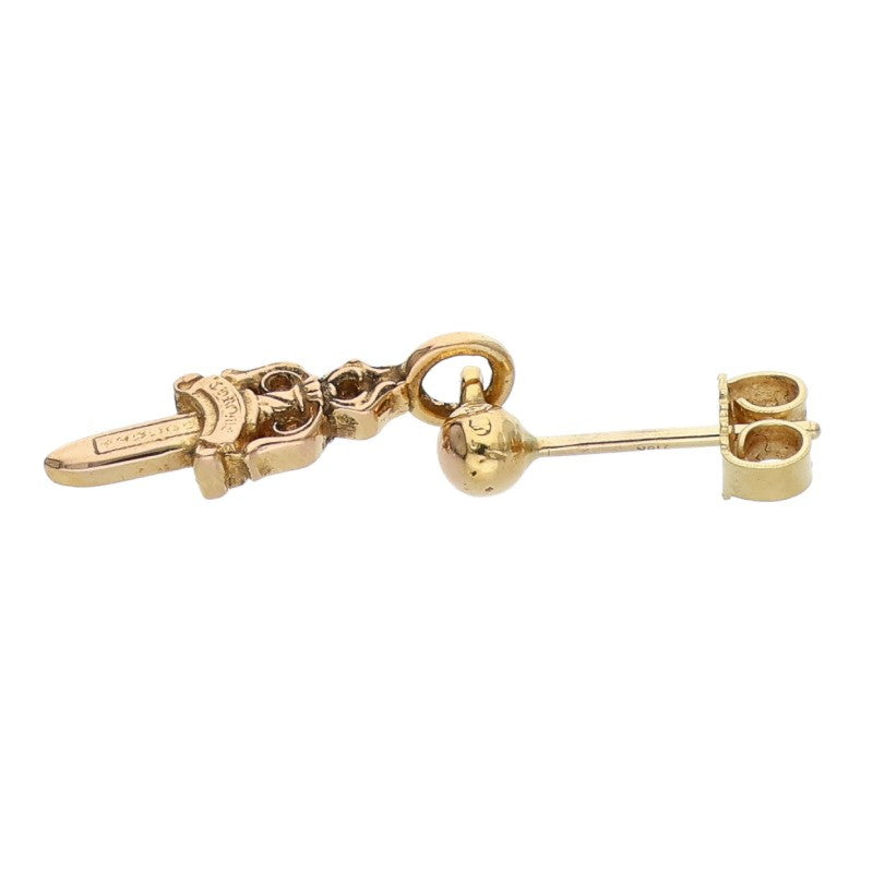 Chrome Hearts 22K DRP STCK DGGR Gold Earring Yellow