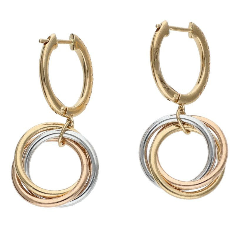 Cartier Trinity 18K 3-Color Gold Pave Diamond Earrings