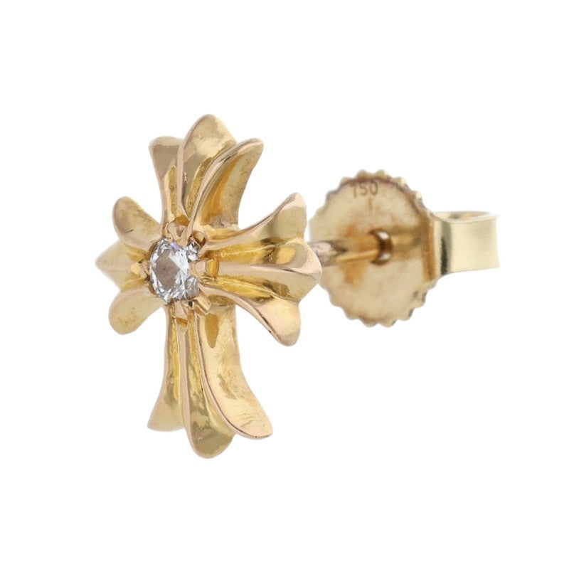 Chrome Hearts 22K CH Cross Stud 1 Diamond Gold Earring