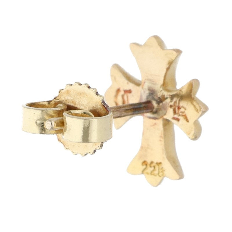 Chrome Hearts 22K CH Cross Stud 1 Diamond Gold Earring