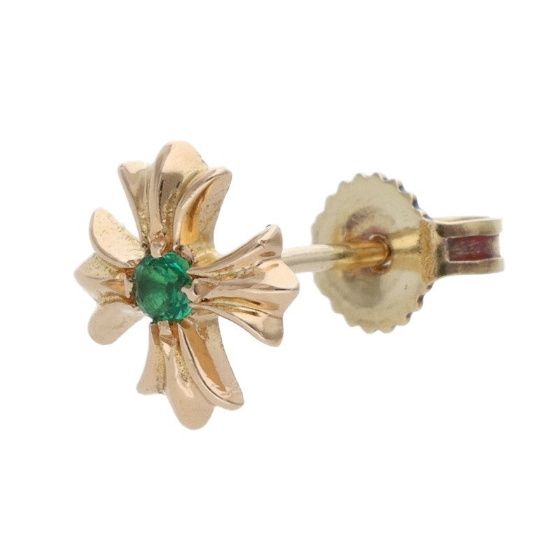 Chrome Hearts 22K CH PLUS EMRLD Gold Stud Earring