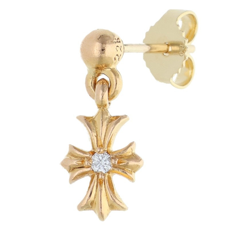 Chrome Hearts 22K Tiny E CH Plus 1-Diamond Drop Earring
