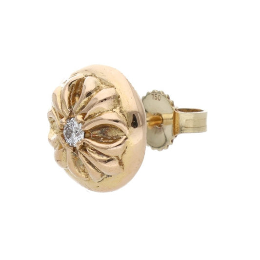 Chrome Hearts 22K Cross Ball Stud 1-Diamond Gold Earring