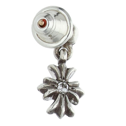 Chrome Hearts Tiny E CH Plus Diamond Drop Silver Clear Earrings