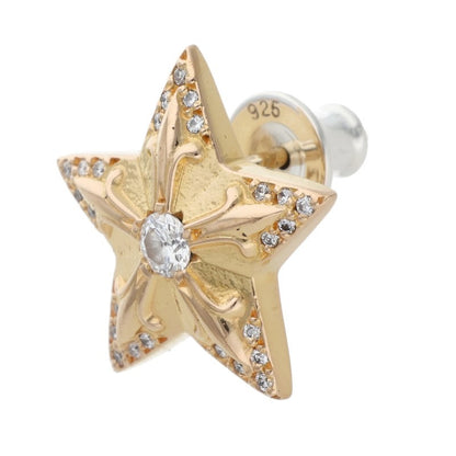 Chrome Hearts 22K Large 5 Point Star Pave Diamond Earring