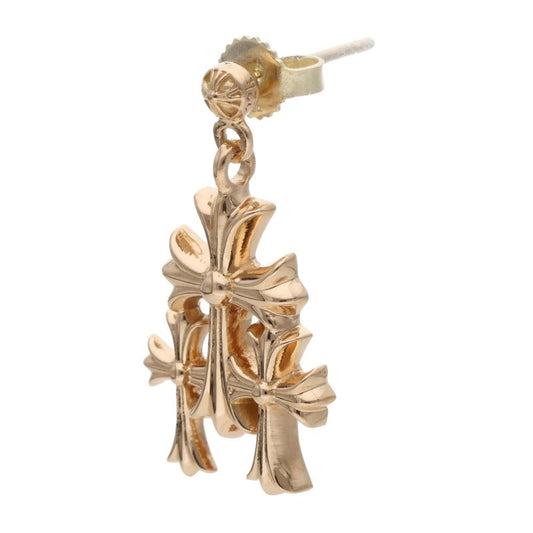 Chrome Hearts 22K Yellow Gold Triple CH Cross Earring