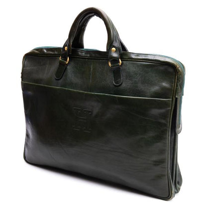 HIROFU Leather Briefcase Green