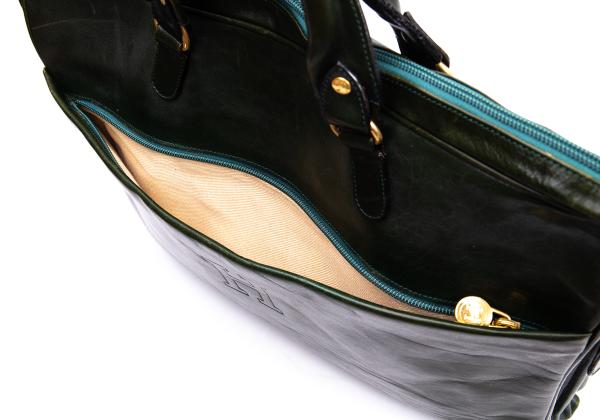 HIROFU Leather Briefcase Green