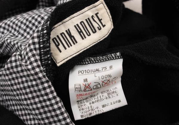 PINK HOUSE Front Zip Patchwork Hood Gingham Tank Top Size L