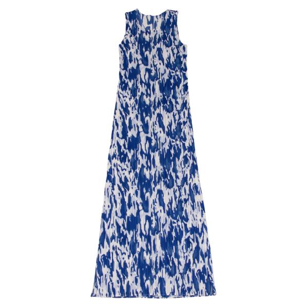 PLEATS PLEASE Mottled Print Sleeveless Dress Blue Size 3