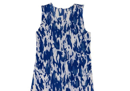 PLEATS PLEASE Mottled Print Sleeveless Dress Blue Size 3