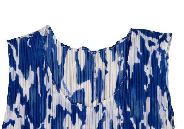 PLEATS PLEASE Mottled Print Sleeveless Dress Blue Size 3