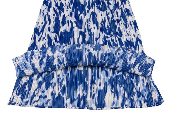PLEATS PLEASE Mottled Print Sleeveless Dress Blue Size 3