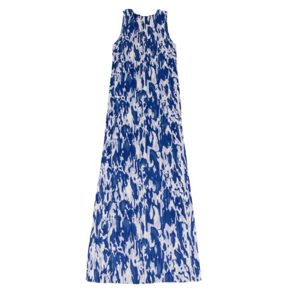 PLEATS PLEASE Mottled Print Sleeveless Dress Blue Size 3