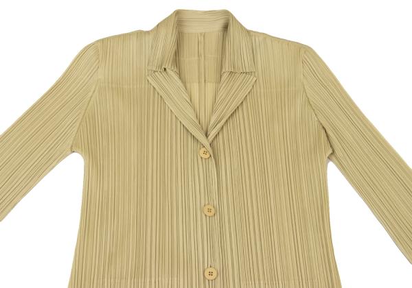 PLEATS PLEASE Beige Pleated Long Jacket Size 2