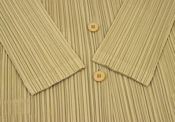 PLEATS PLEASE Beige Pleated Long Jacket Size 2