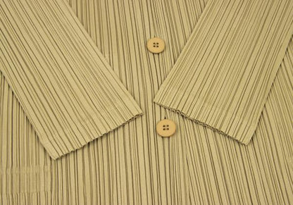 PLEATS PLEASE Beige Pleated Long Jacket Size 2