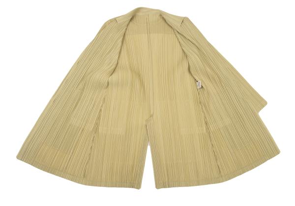 PLEATS PLEASE Beige Pleated Long Jacket Size 2